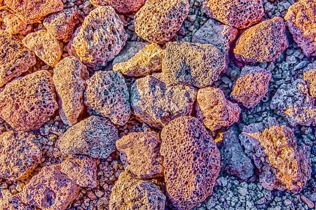 Lava Rocks In A Wood Burning Fire Pit, Red Lava Rock For Wood Burning Fire Pit