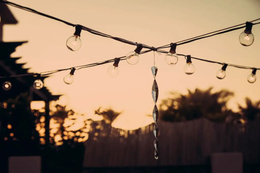 String lights in the backyard